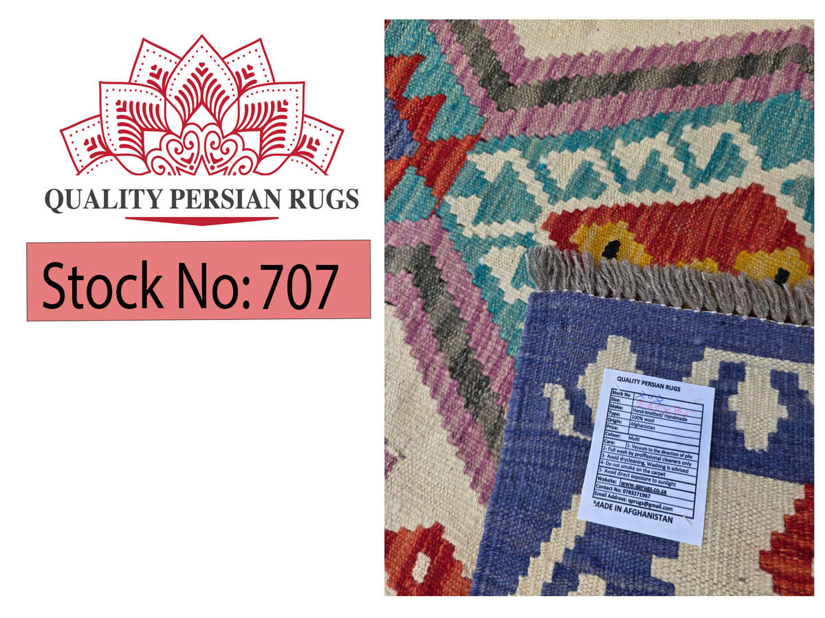 Beautiful Afghan Handmade Choubi Kilim 295 x 85 cm (3m)