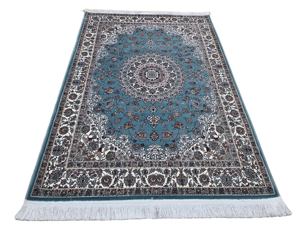Blue Color Persian Nain Machine Made Carpet 180 x 120 CM