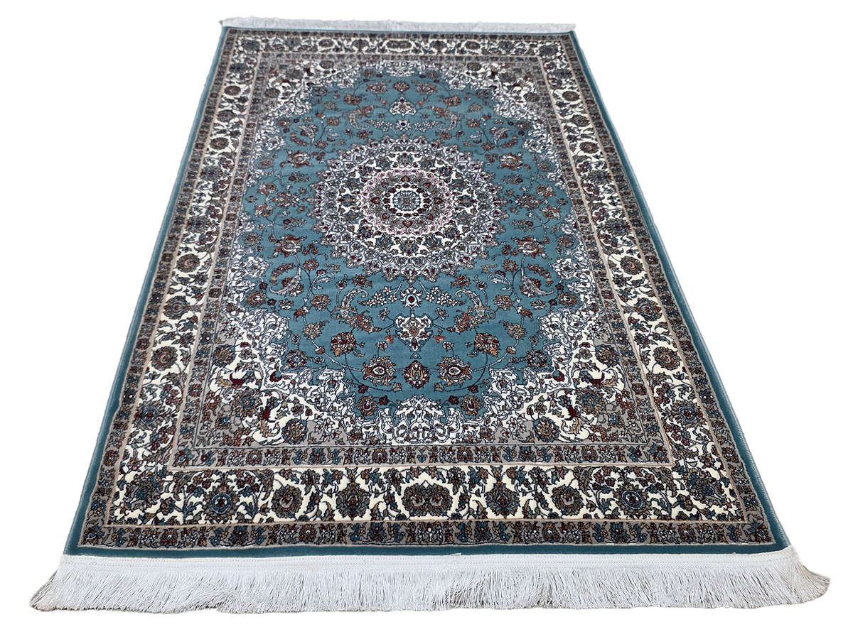 Blue Color Persian Nain Machine Made Carpet 180 x 120 CM