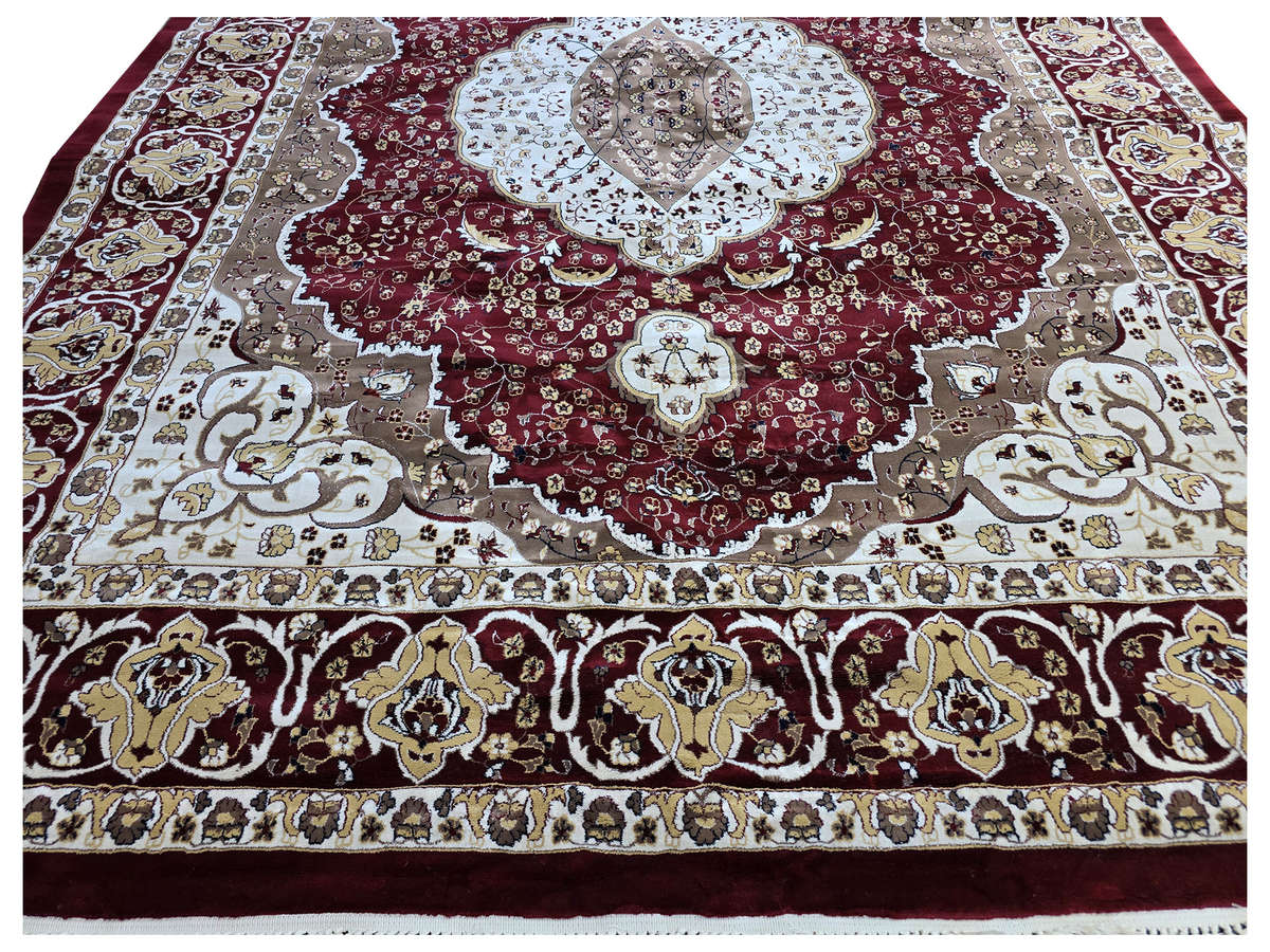 Maroon Color Kashan Style Machine Made Carpet 400 x 300 CM