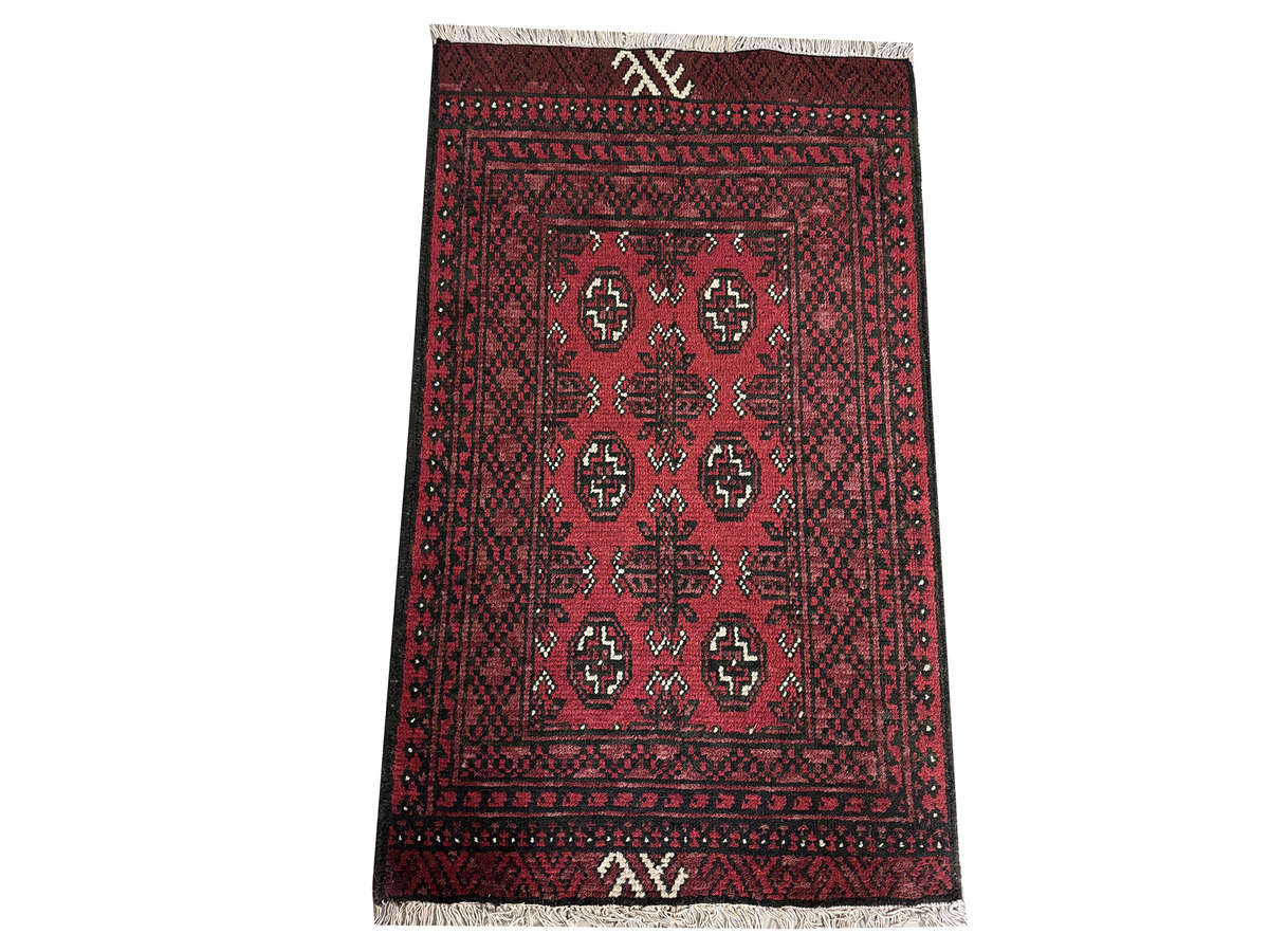 Beautiful Red Afghan Carpet - 121 x 74 CM