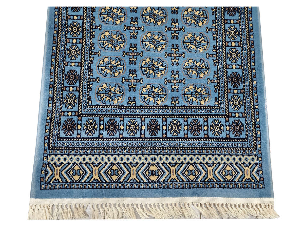 Navy Bukhara Design Machine Made Carpet 110 x 80 CM