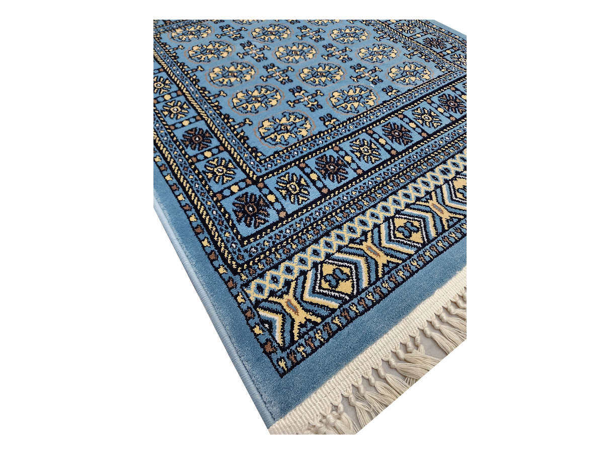 Navy Bukhara Design Machine Made Carpet 110 x 80 CM