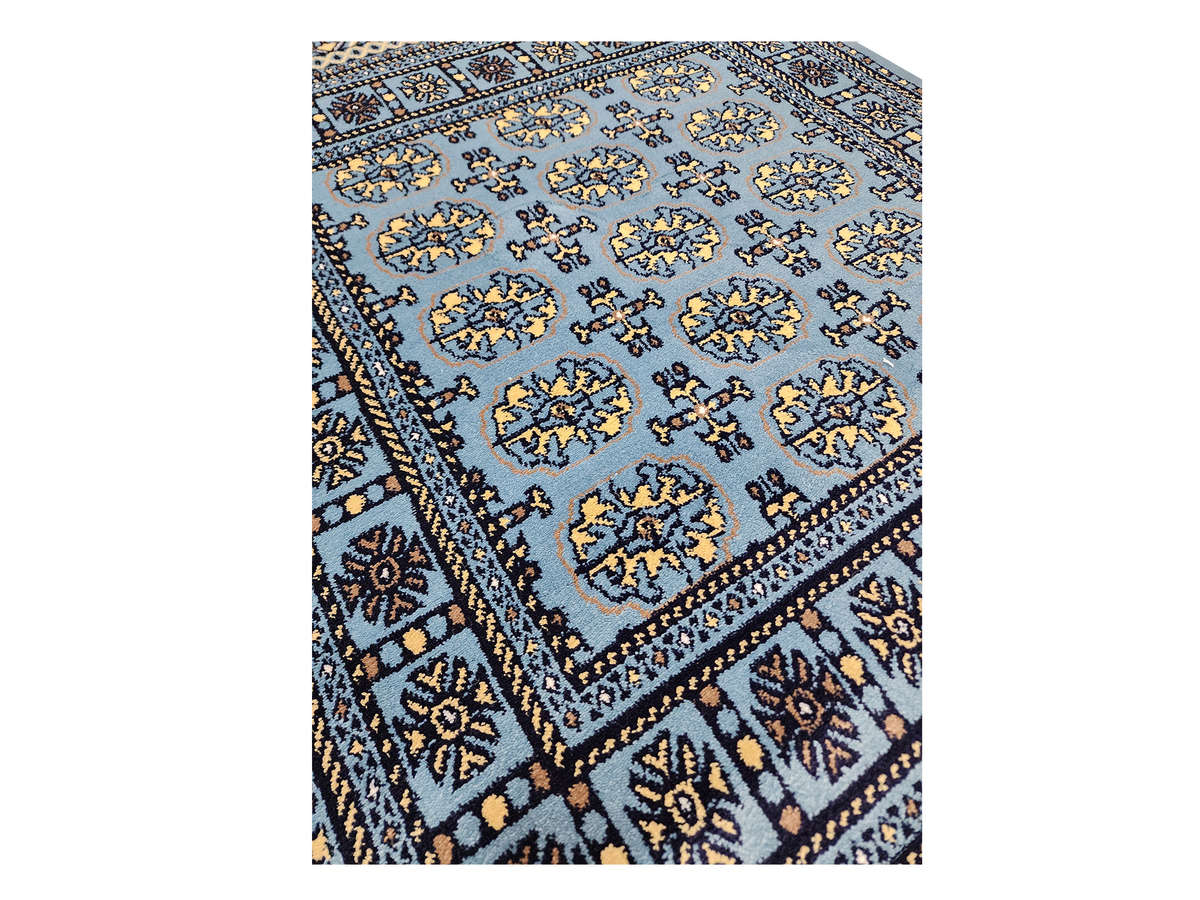 Navy Bukhara Design Machine Made Carpet 110 x 80 CM