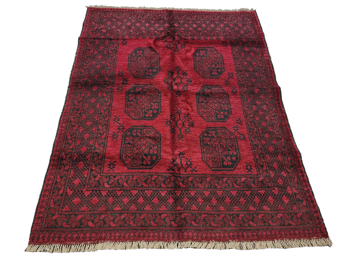Fine Red Afghan Carpet 193 x 149 CM