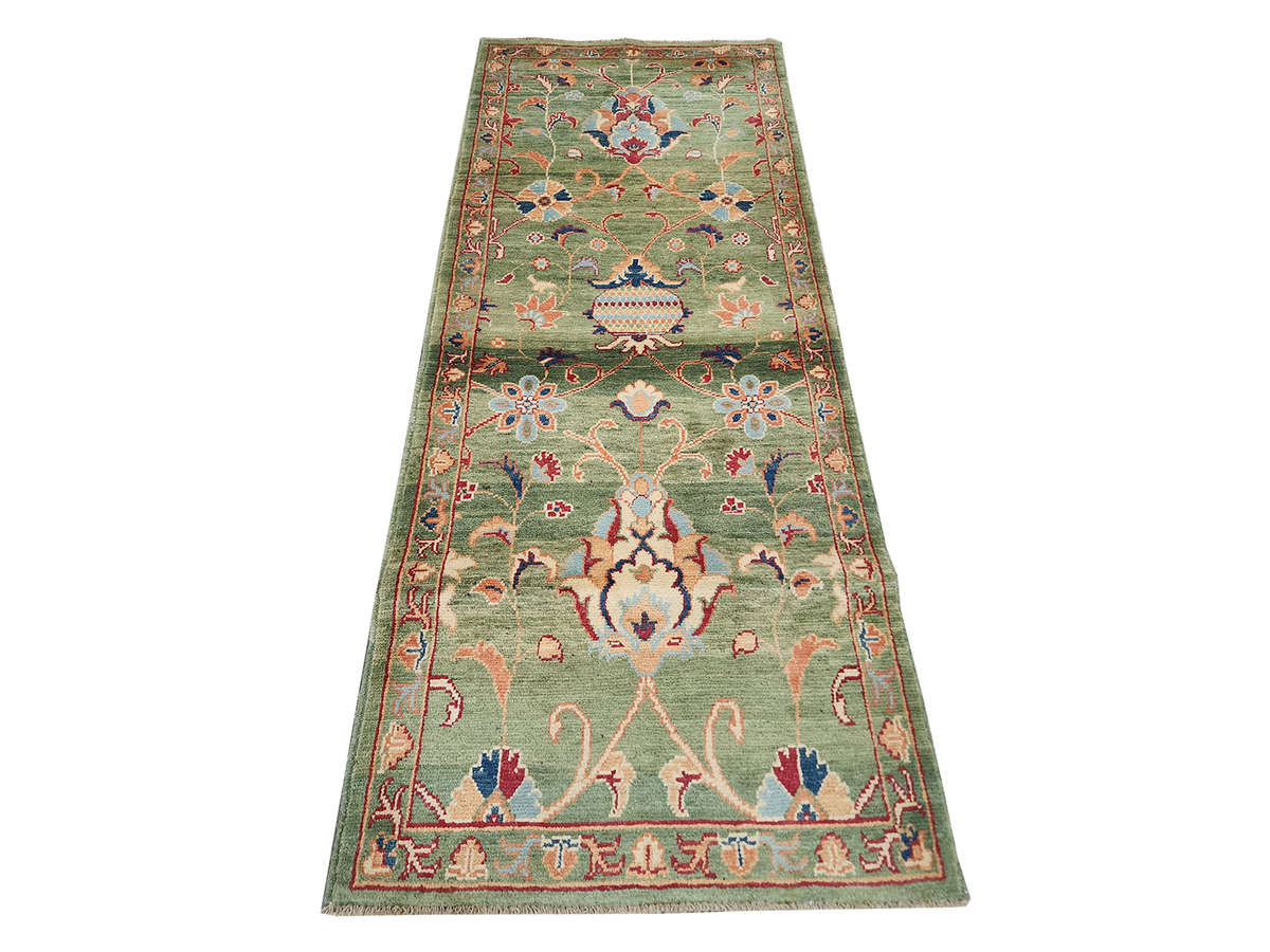 Stunning Afghan Ariana  Green Carpet 195  x 81 CM