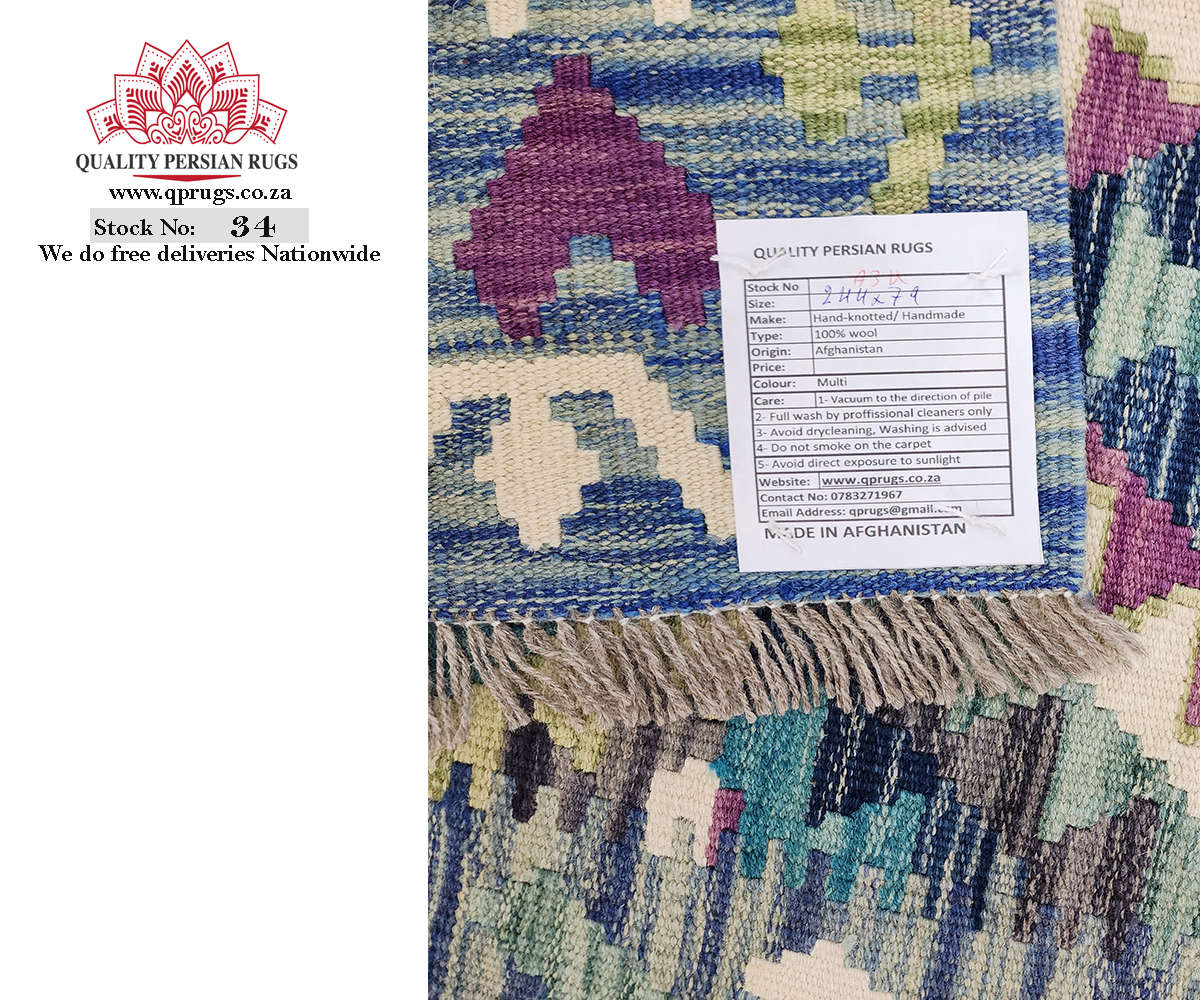 Stunning Afghan Choubi kilim Runner 244 x 79 CM