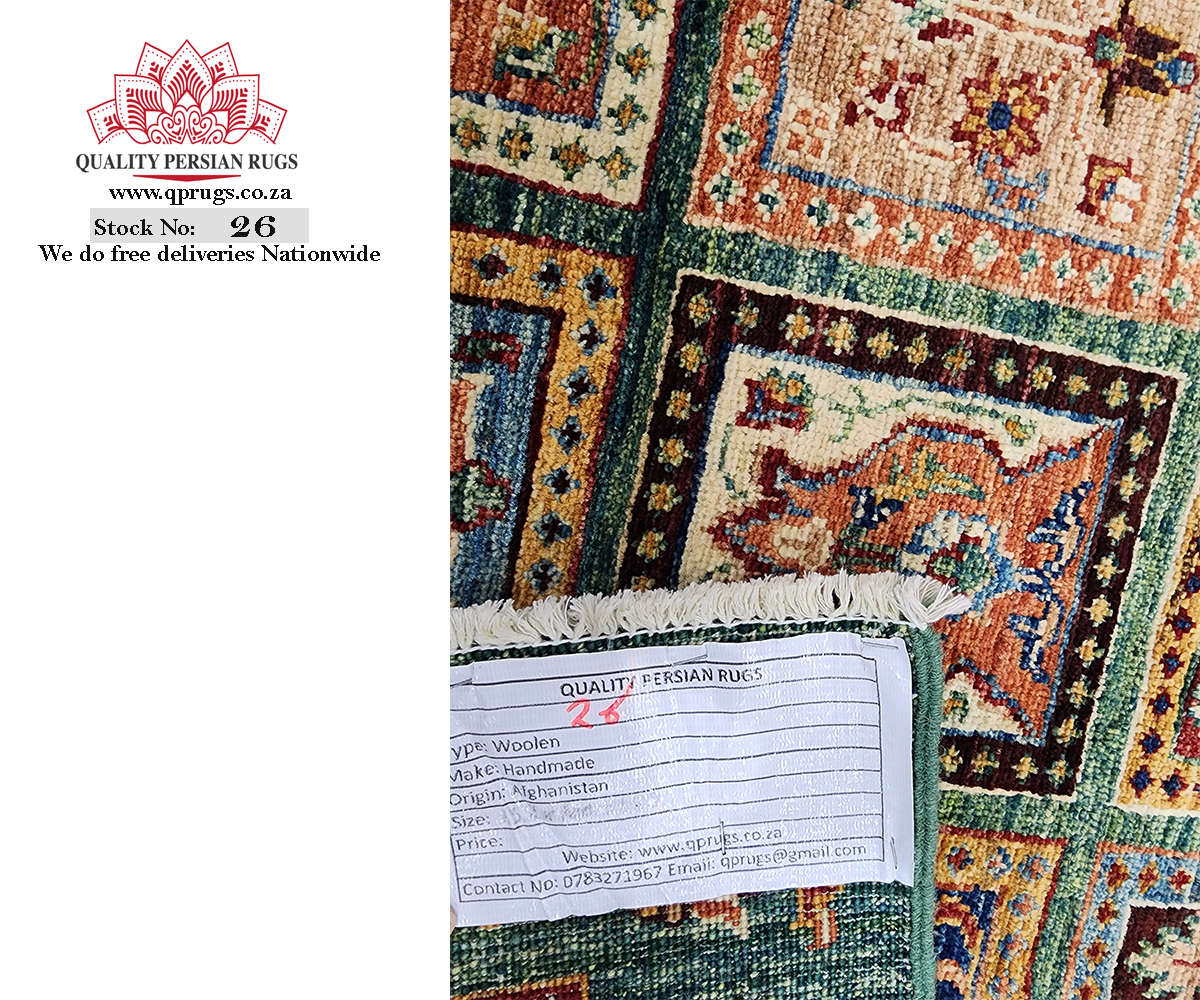 Incredible Afghan Green Ariana Carpet 150 X 100 CM