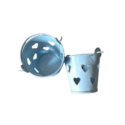 Blue 5.5cm Tin Container with hearts