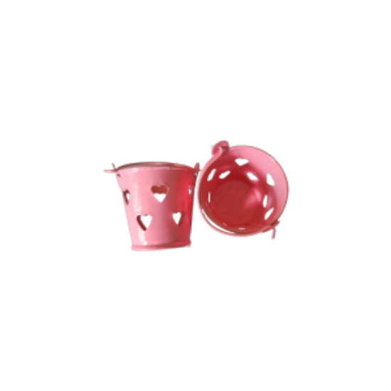 Pink 5.5cm Tin Container with hearts