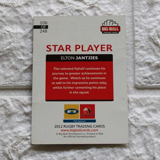 Elton Jantjies - Lions Star Player - Big Ball Rugby Collection