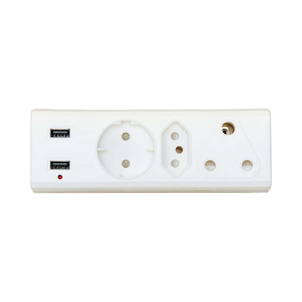 LinkQnet 3-PORT MULTI PLUG(1X16A)(1X16A )(2XUSB) R-21USB