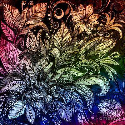 Mono Botanical Doodle [d]