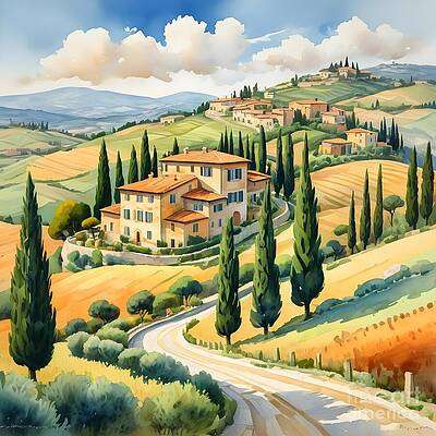Tuscan Watercolour Countryside [d]