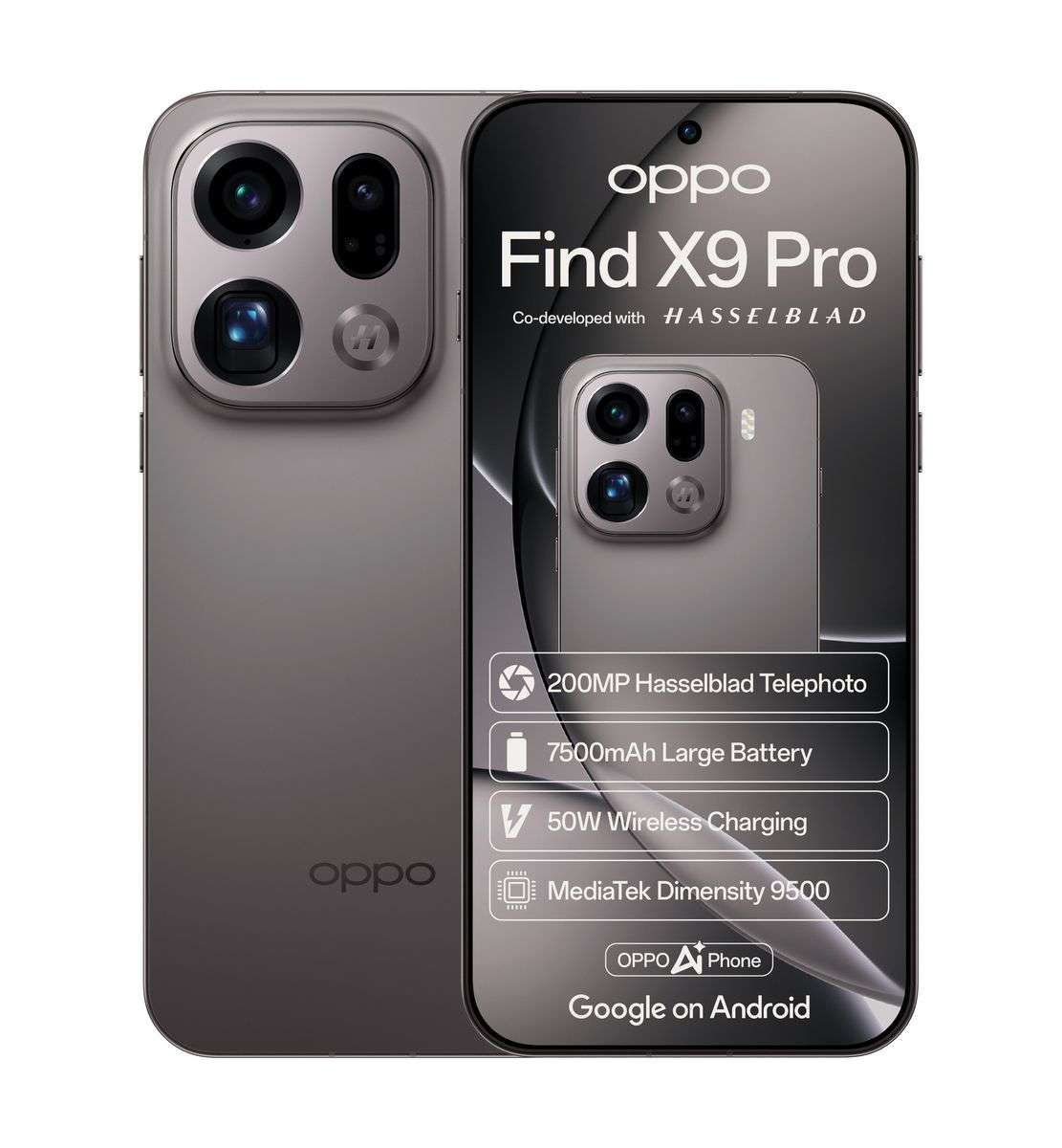 OPPO Find X9 Pro 5G 16 512GB e-Sim Dual SIM - Titanium Charcoal - Hasselblad Master Camera System...