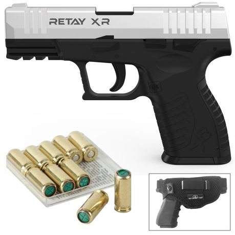 Retay XR Chrome Blank Gun (10 Blanks & Holster)