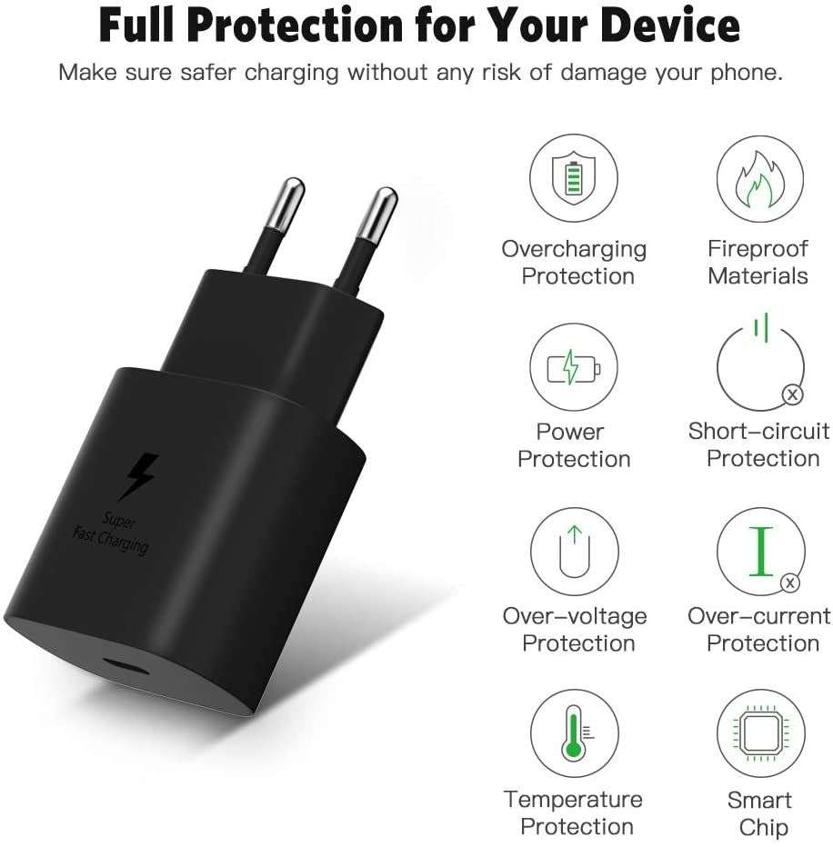 Super Fast 45W Charging Wall Charger Type C to Type C Cable Black 45w Charger and Cable for Type C