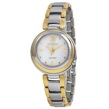 Citizen Eco Drive Sunrise Mother of Pearl Dial Two-tone Ladies Watch