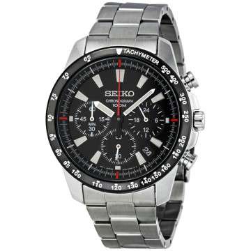 Seiko Chronograph Black Dial Stainless Steel Men's Watch