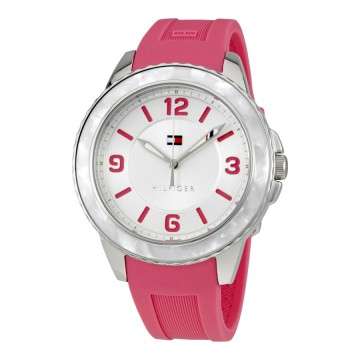 Tommy Hilfiger Harper Silver Dial Pink Silicone Ladies Watch