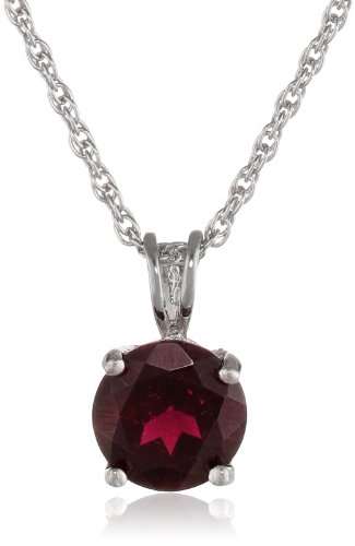 Sterling Silver Round Garnet Pendant Necklace