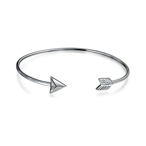 Bling Jewelry 925 Silver Adjustable Arrow Stackable Bangle Rhodium Plated