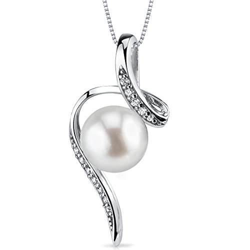 8.0mm Freshwater Cultured Pearl Pendant Necklace Sterling Silver