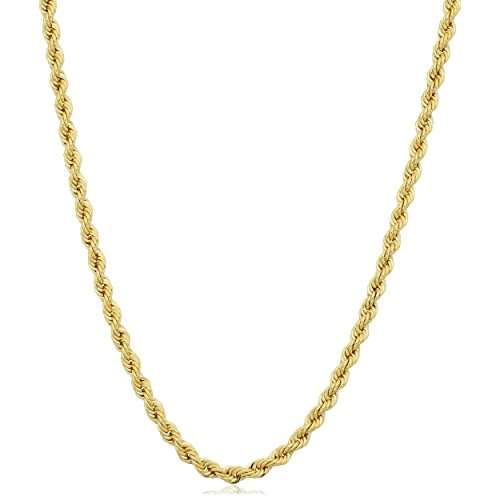 14k Yellow Gold Filled Unisex 2.1mm Rope Chain Necklace (16, 18, 20, 22, 24, 26, 30 or 36 inch)