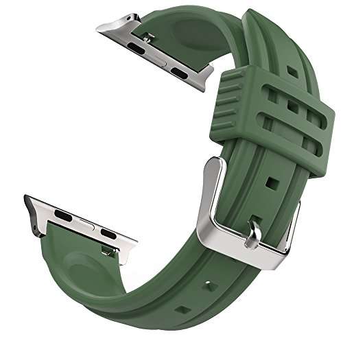 Piwjo Apple Watch Band, 42mm Soft Silicone Replacement Sports Strap for iWatch (army green)