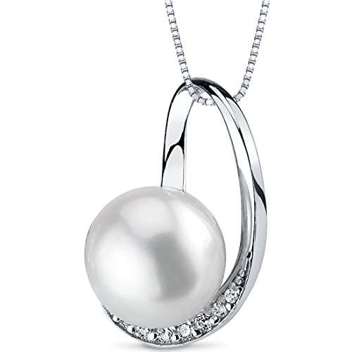 9.5mm Freshwater Cultured Pearl Slider Pendant Necklace Sterling Silver