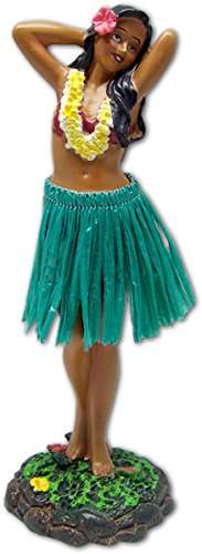 Leilani Dashboard Hula Doll Flower Placing Pose 7"