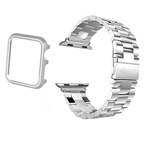 Apple Watch Band, Biaoge 42mm Top Stainless Steel Bracelet Replacement with Aluminum Protective Cove