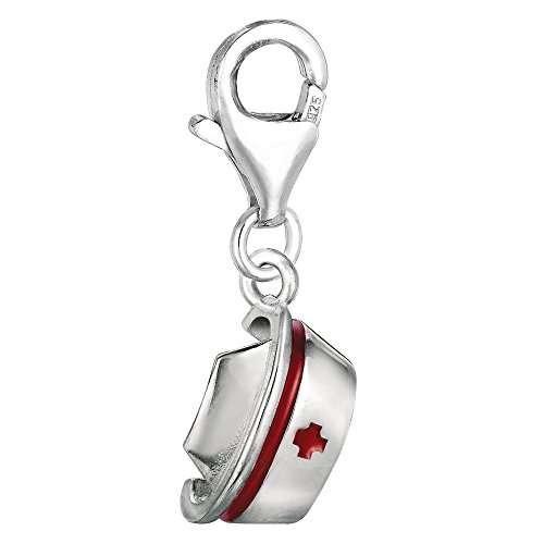 Sterling Silver And Enamel Clip On Nurses Cap Charm