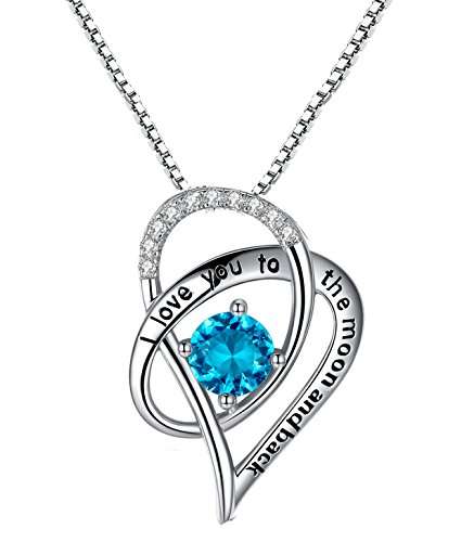 Sterling Silver "I Love You To The Moon and Back" Love Heart Pendant Necklace With Love Card