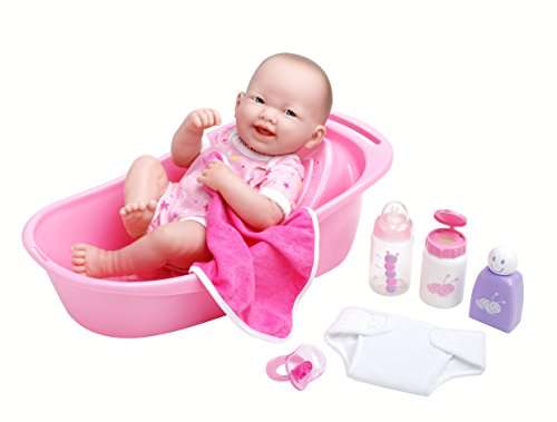 LA NEWBORN 8 Piece Deluxe BATHTUB GIFT SET, featuring 14" Life-Like All Vinyl Smiling Baby Newborn D