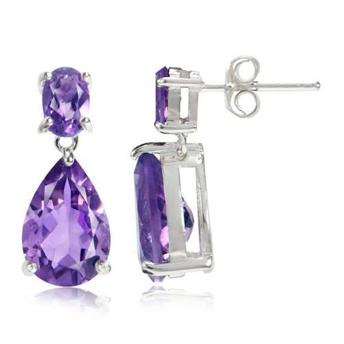 5.44ct. Natural Amethyst 925 Sterling Silver Drop Dangle Earrings