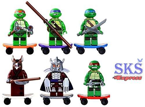 6 pcs Set Teenage Mutant Ninja Turtles (TMNT) Minifigures Building Toys Compatible With Lego by SKS