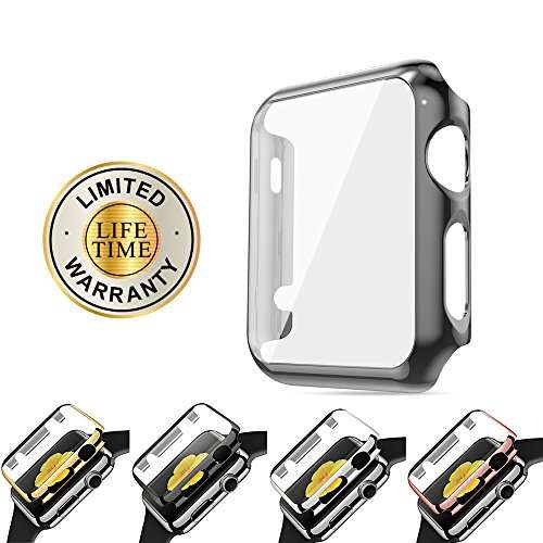 Apple Watch 42mm Screen Portector Case,DiDaDi 2 in 1 Ultra-Slim Electroplate Metal Plated Hard Case