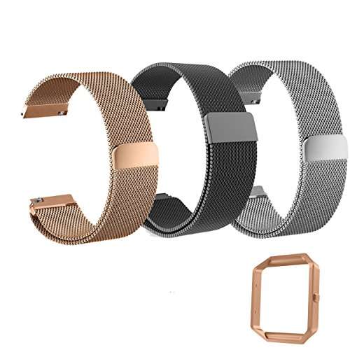 3PCS Fitbit Blaze Accessories Band Small,Magnetic Clasp Mesh Loop Milanese Stainless Steel Replaceme