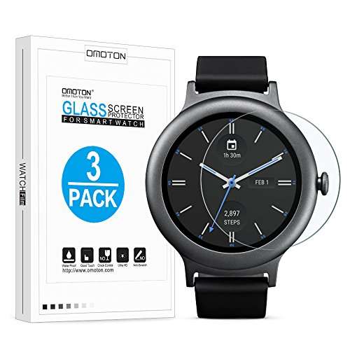 [3 Pack] LG Watch Style Screen Protector - OMOTON Tempered Glass Screen Protector for LG Watch Style