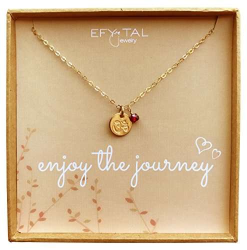 Tiny Gold Filled Ohm Necklace on Enjoy The Journey Card Dainty Om Pendant - Yoga Necklace