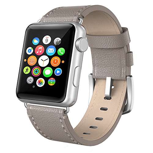 Apple Watch Band 38mm Leather, Swees iWatch Genuine Leather Bands Strap Replacement Wristband with S