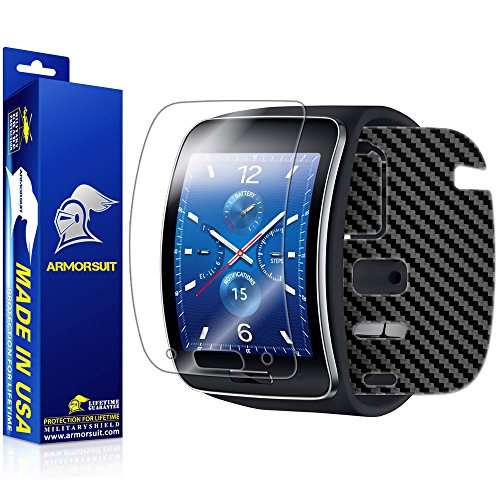 ArmorSuit MilitaryShield - Samsung Gear S Smartwatch Screen Protector + Black Carbon Fiber Full Body