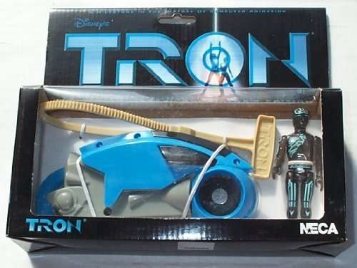 NECA Disney's Tron Blue Light Cycle with Flynn Figure 20th Anniversary Collector's Edition Limited t