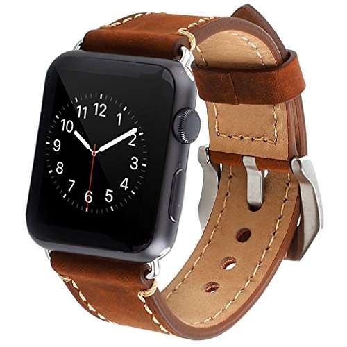 Apple Watch Band, 42mm iWatch Band Strap Premium Vintage Genuine Leather Replacement Watchband with