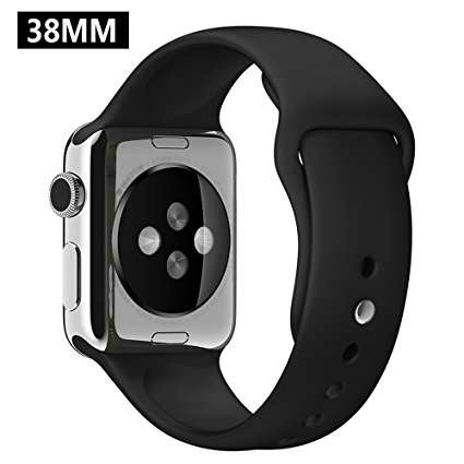 OULUOQI Apple Watch Sport Band 38mm Soft Durable Silicone iWatch Band Strap with Pin and Tuck Closur