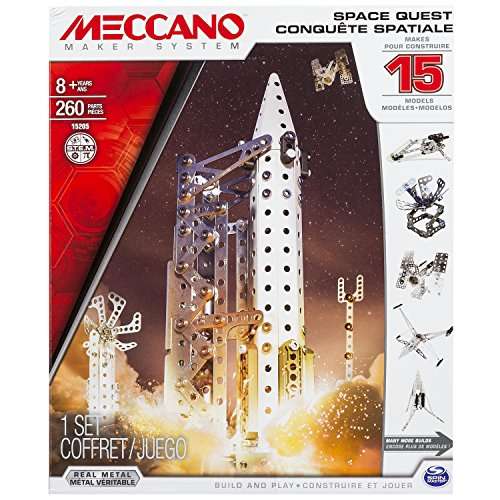Meccano Space Quest Set, 15 Model Building Set, 260 Pieces, For Ages 8+, STEM Construction Education