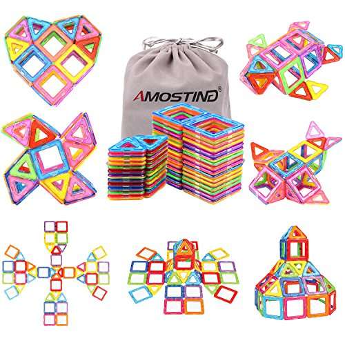 Magnetic Blocks Building Set for Kids, Magnetic Tiles Educational Building Construction Toys by idoo