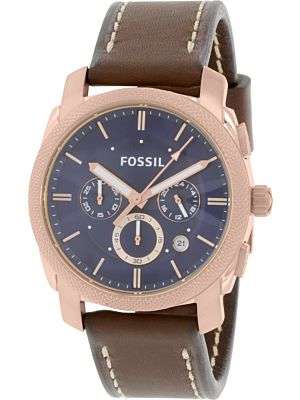 Fossil Men's Machine FS5073 Brown Leather Quartz Dress Watch