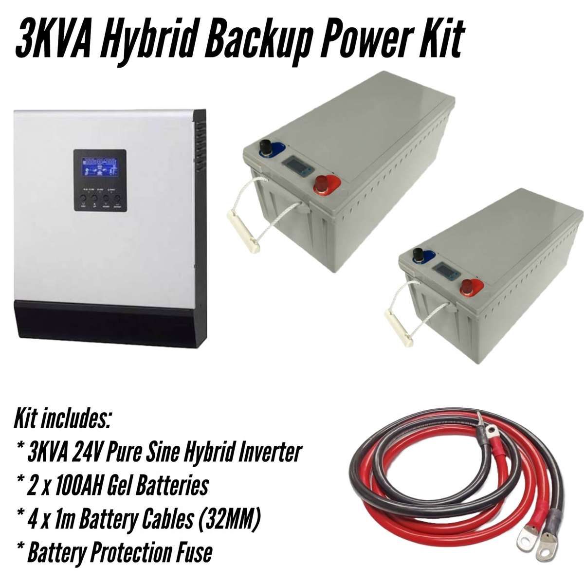 Inkwenkwezi Pure Sine Wave 3KVa Hybrid solar inverter kit